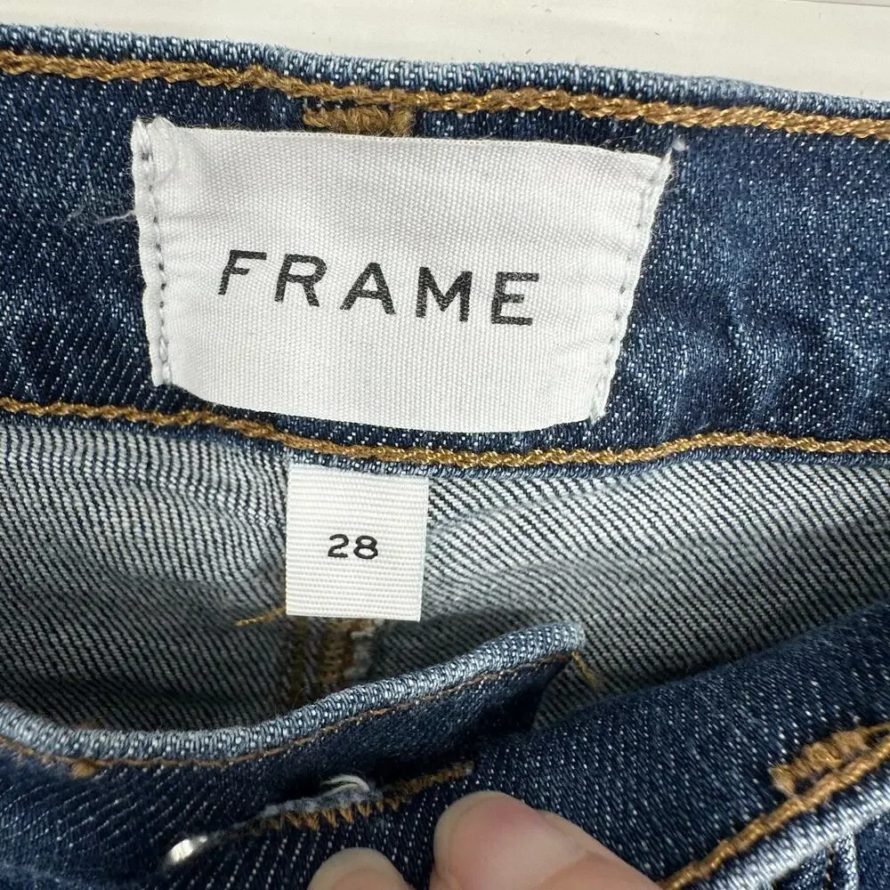 EUC Frame Le High Straight Sz 28 Medium Blue Scotland Wash Comfort Premium